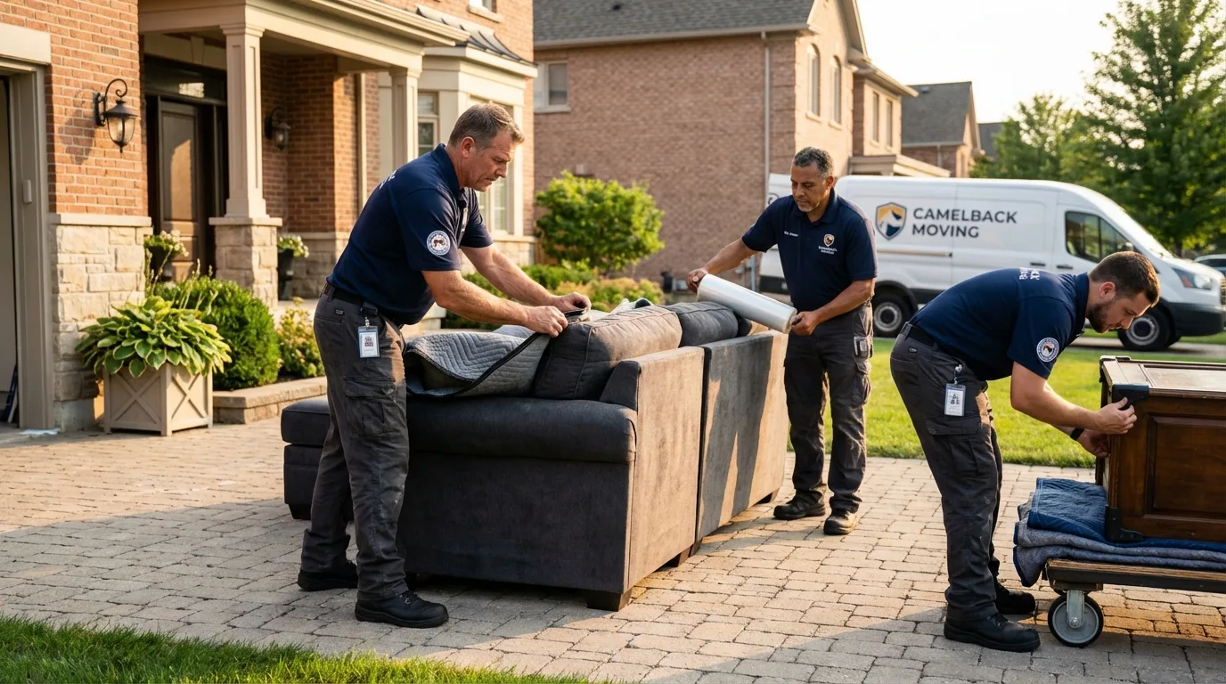 Large estate moving crew wrapping furniture in Tahoma, CA